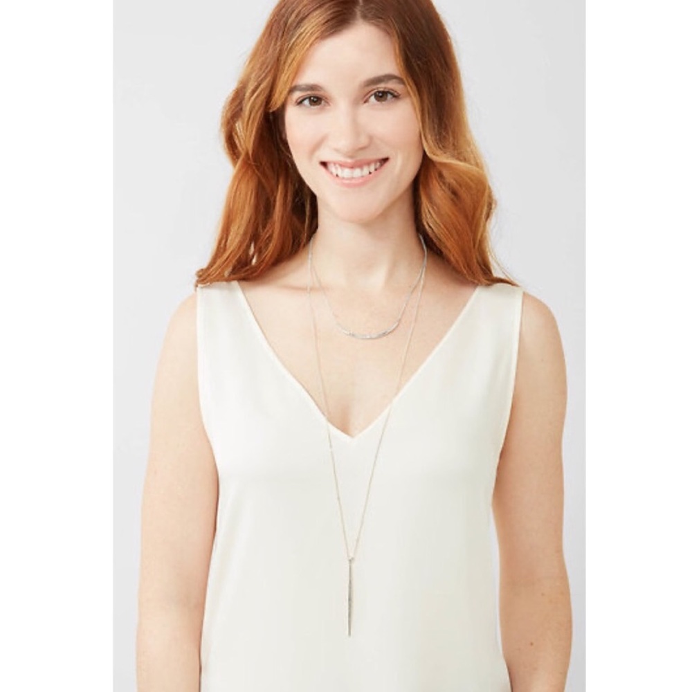 Stella & Dot Minimalist Versatile 2-in-1[SILVER] Kari DelicateLayering N… - Picture 7 of 8